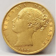 AUSTRALIA 1873 . ONE 1 SOVEREIGN . SYDNEY . GOLD . DIE CRACKS